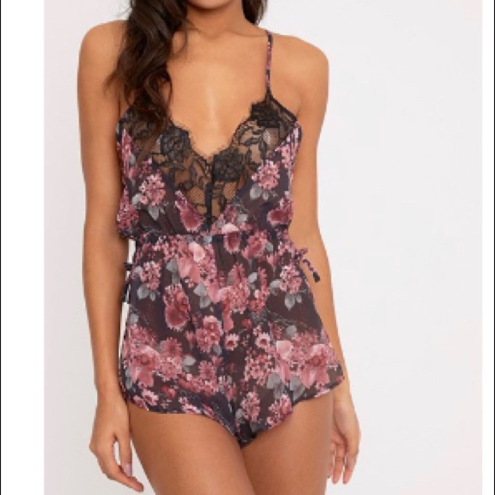 NWT floral print chiffon teddy